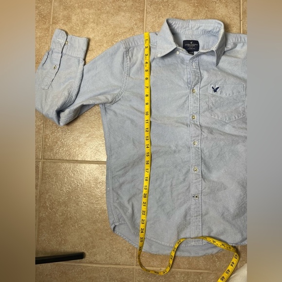 Men’s American Eagle Classic Fit Button Down Long Sleeve Blue Top Size Medium - Picture 7 of 8